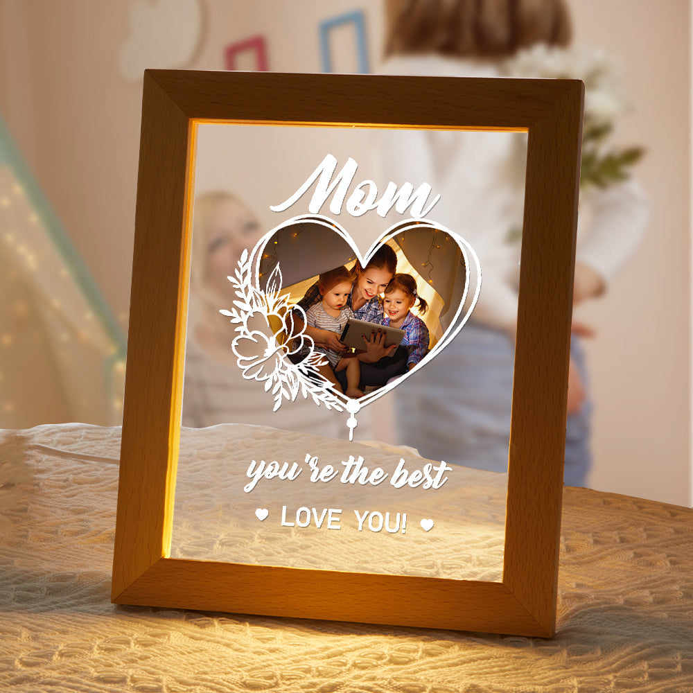 Cadre en Bois avec Lampe LED Personnalisée