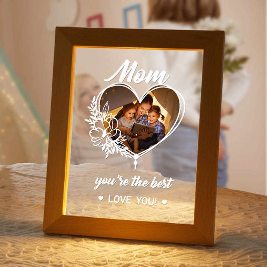 Cadre en Bois avec Lampe LED Personnalisée
