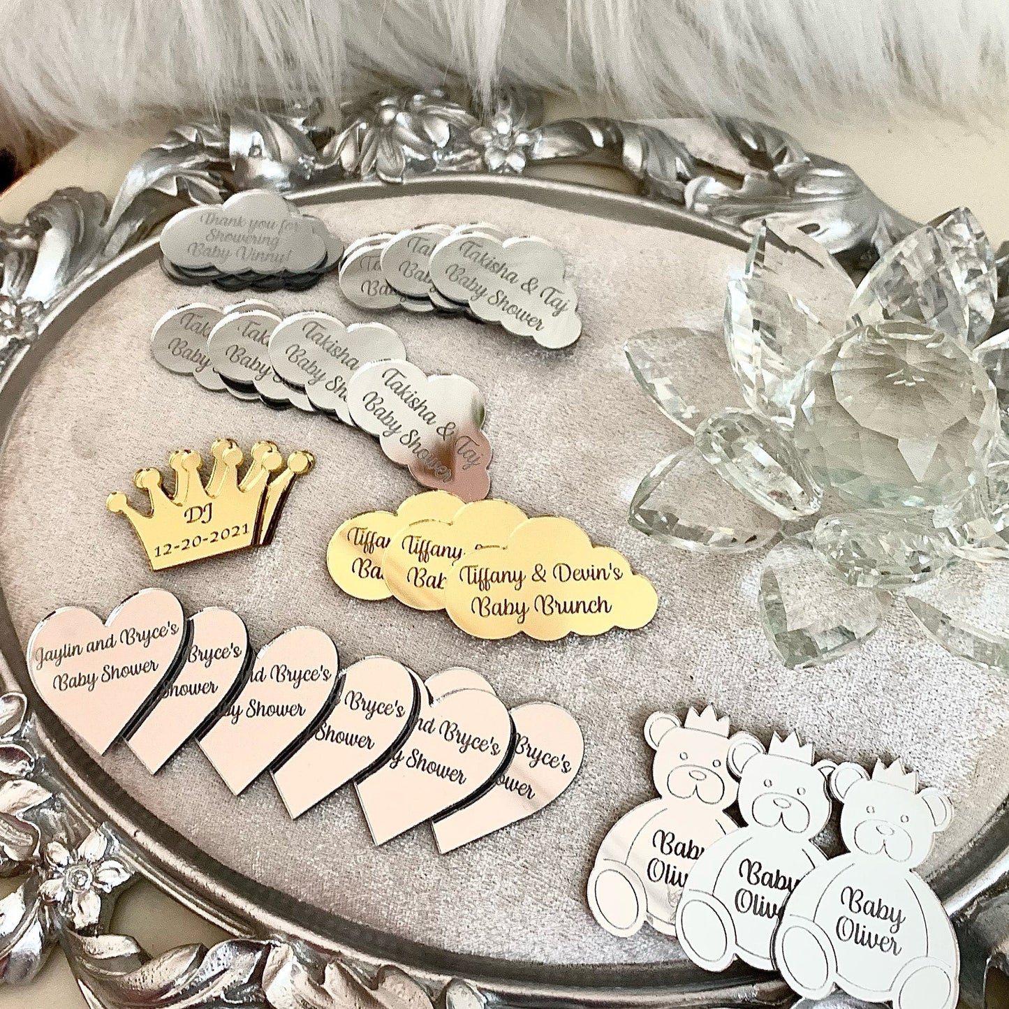 30 Étiquettes de Miroir en Acrylique Personnalisées