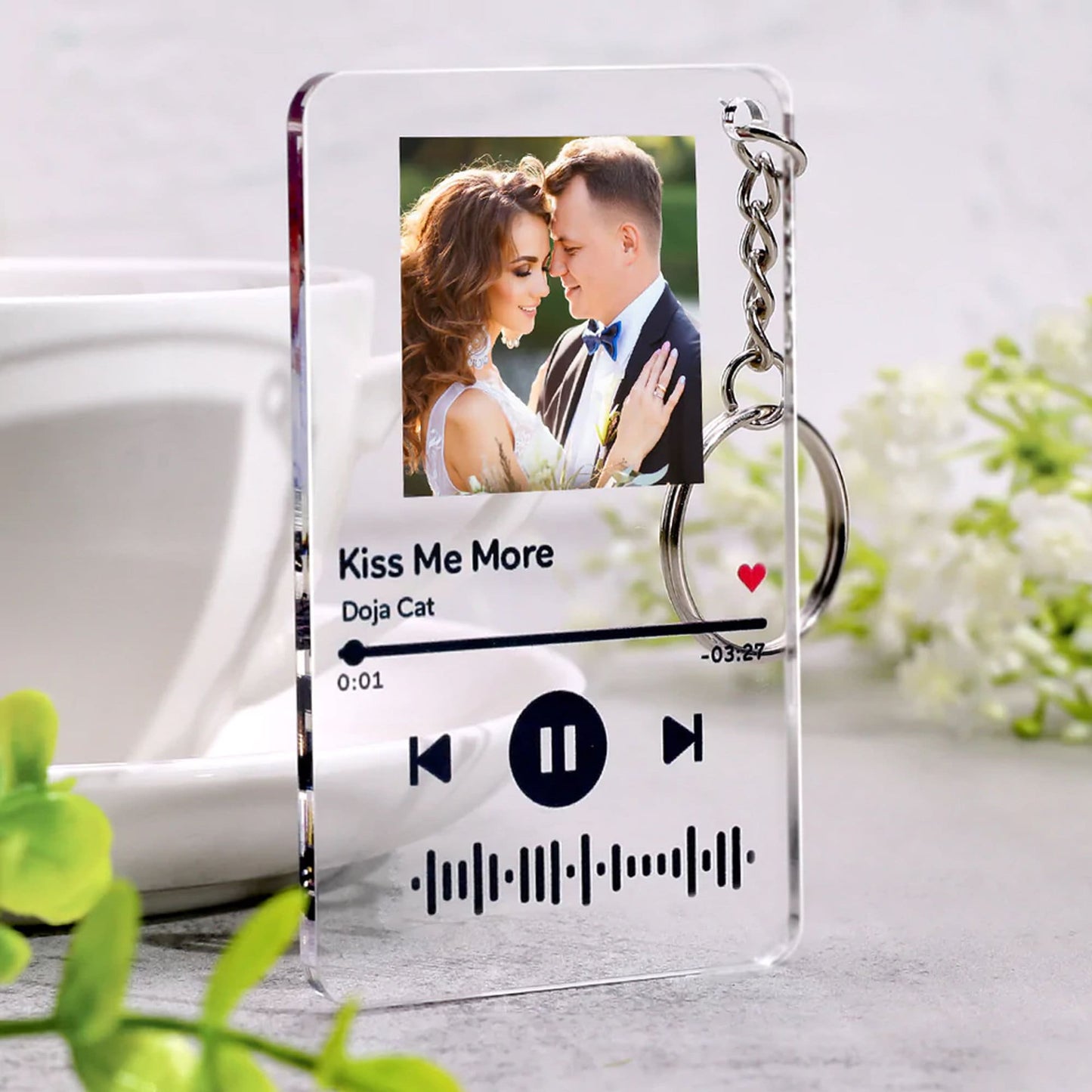 Porte-Clés Chanson Personnalisé avec Photo et Code Spotify