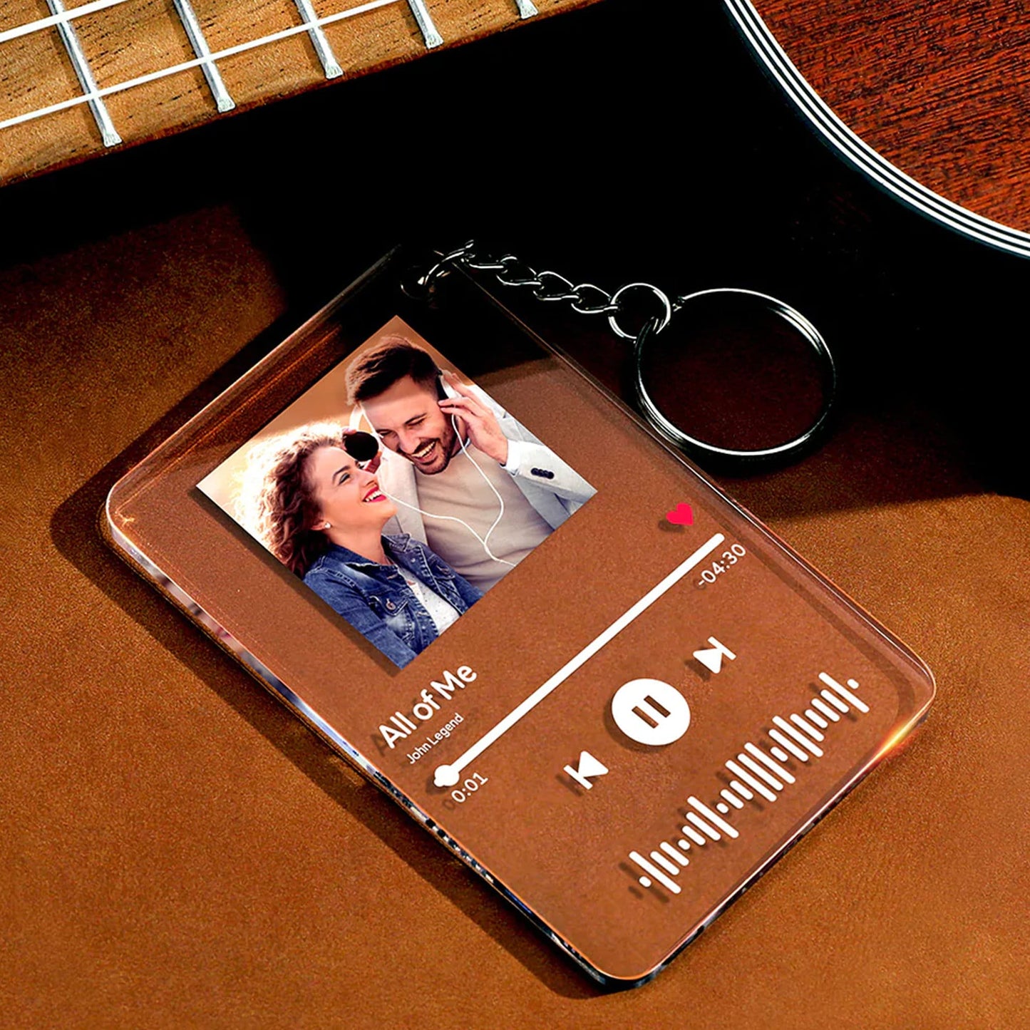 Porte-Clés Chanson Personnalisé avec Photo et Code Spotify