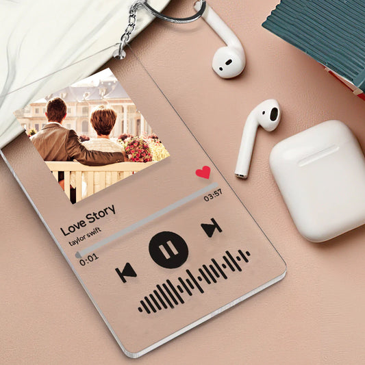 Porte-Clés Chanson Personnalisé avec Photo et Code Spotify