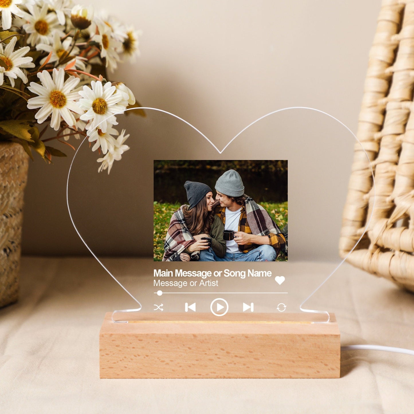 Lampe Photo Cœur Personnalisée