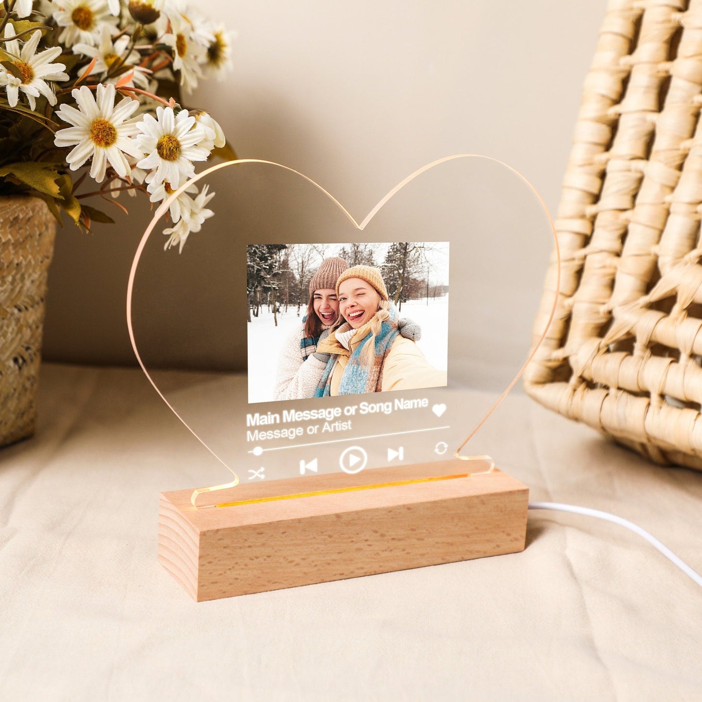 Lampe Photo Cœur Personnalisée