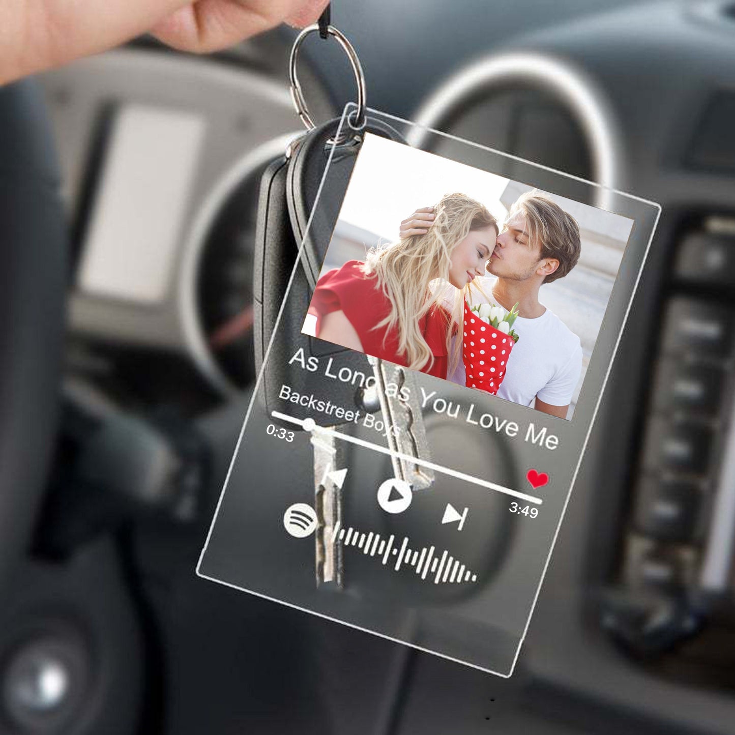 Porte-Clés Chanson Personnalisé avec Photo et Code Spotify