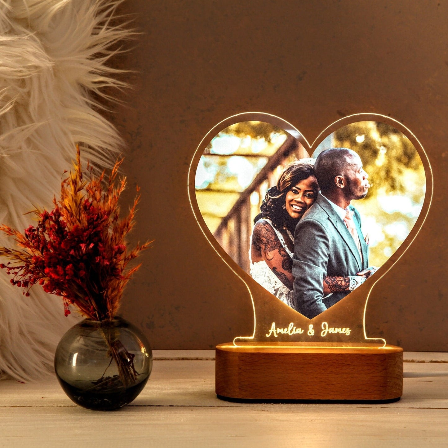 Lampe Photo Cœur Personnalisée