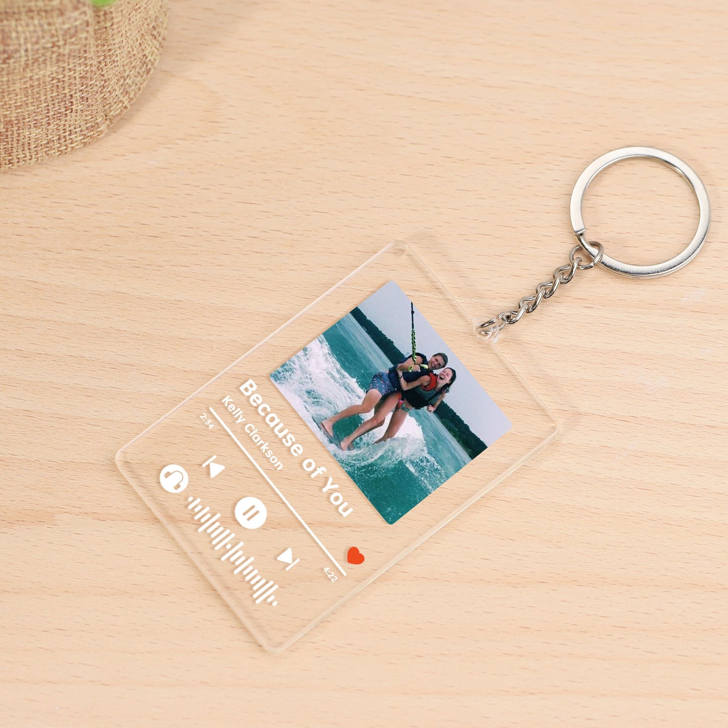 Porte-Clés Chanson Personnalisé avec Photo et Code Spotify
