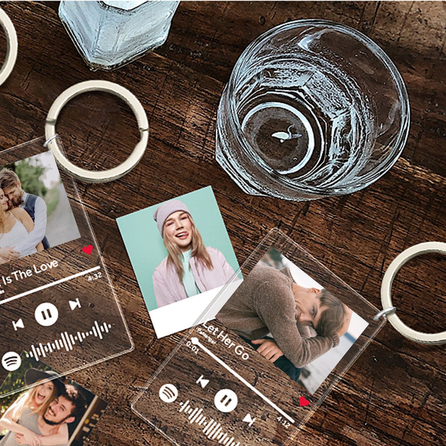 Porte-Clés Chanson Personnalisé avec Photo et Code Spotify