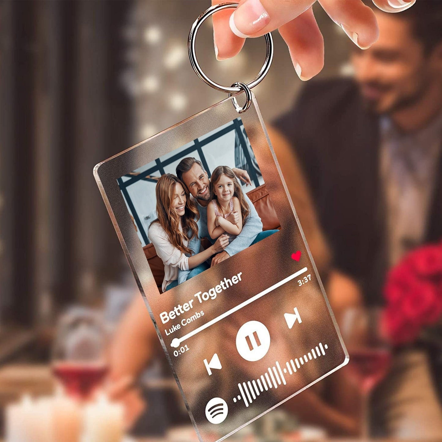Porte-Clés Chanson Personnalisé avec Photo et Code Spotify