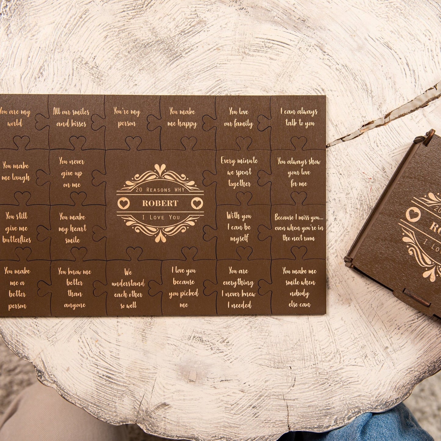 Puzzle en Bois "20 Raisons Pourquoi Je T'aime"