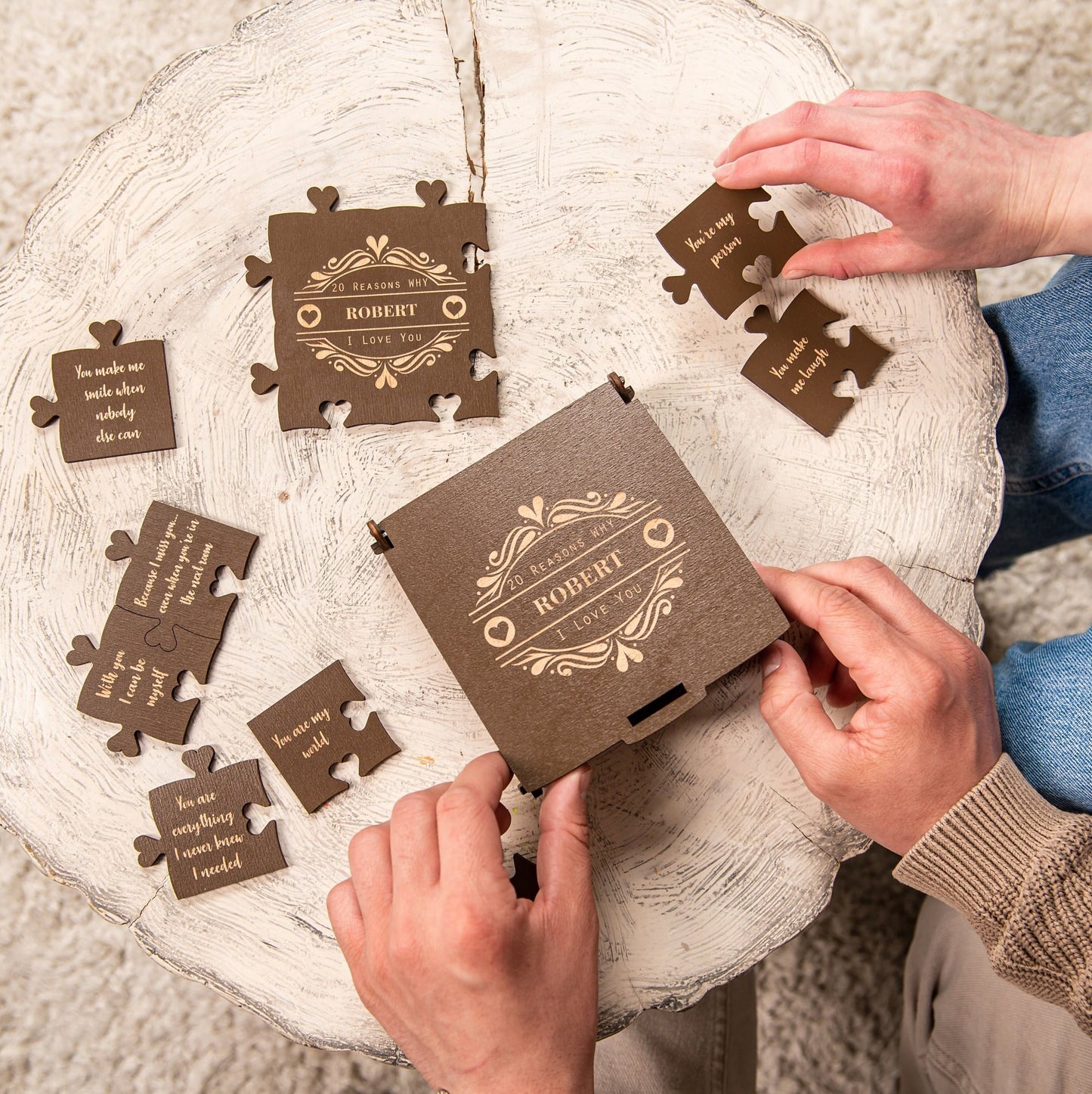 Puzzle en Bois "20 Raisons Pourquoi Je T'aime"