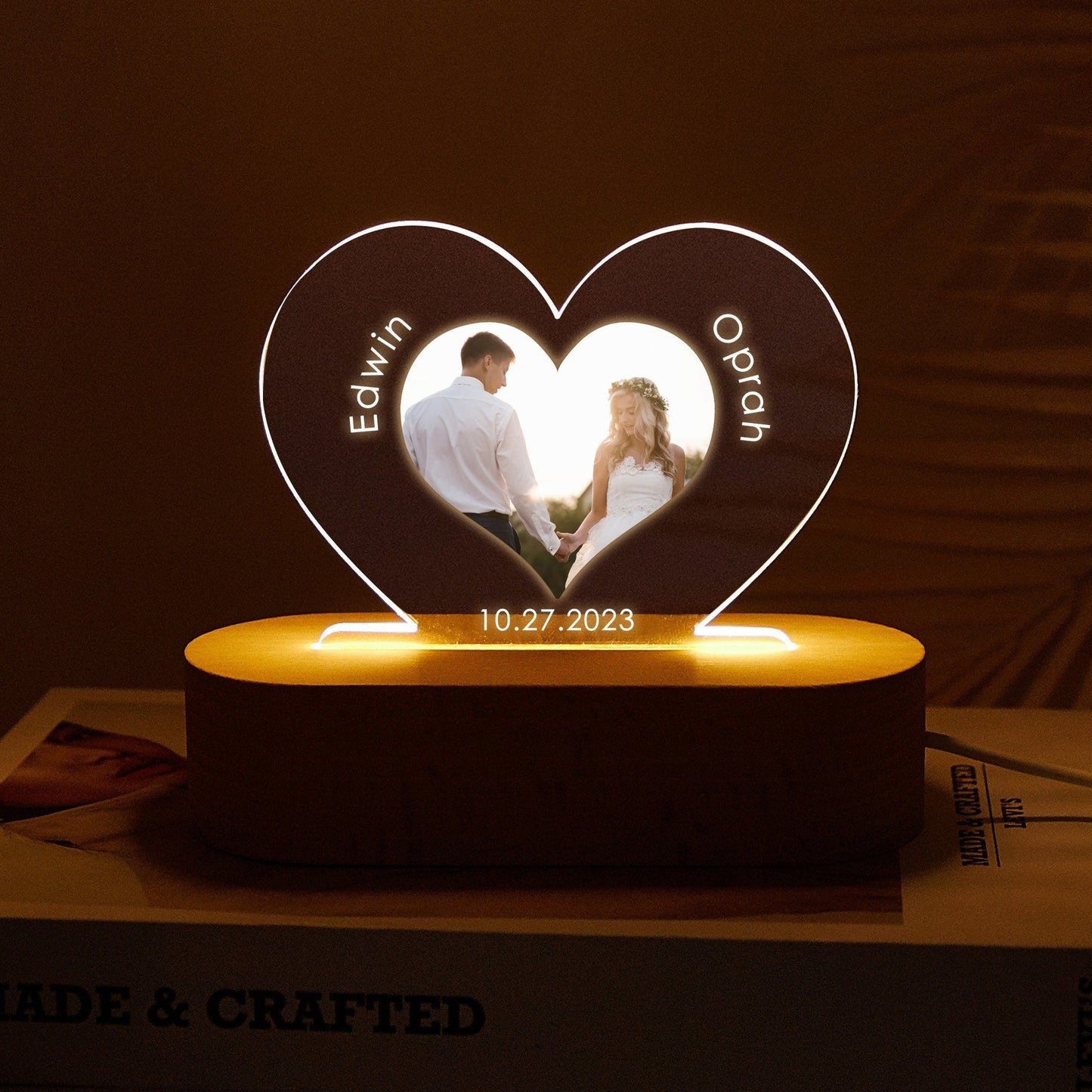 Lampe Photo Cœur Personnalisée