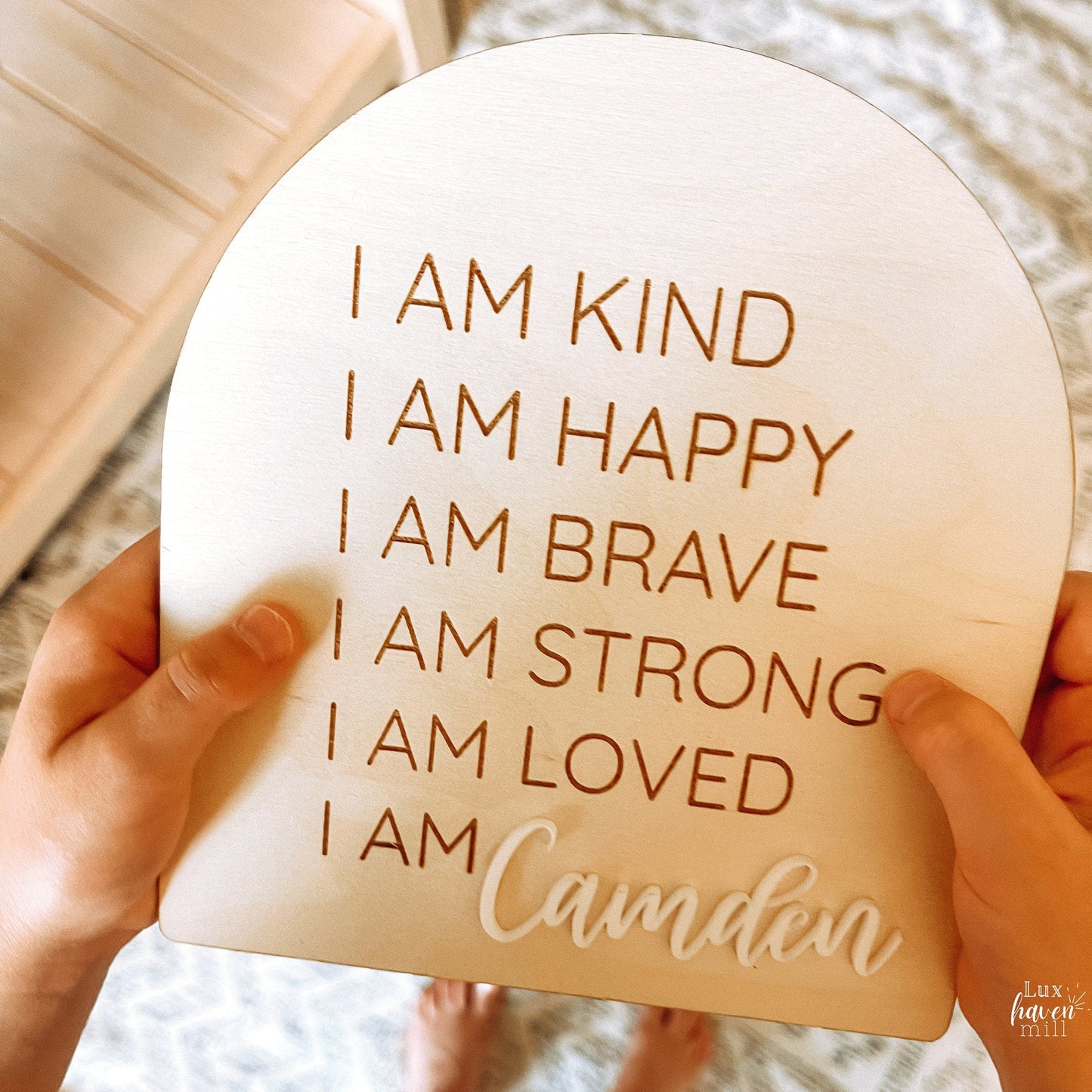 Conseil d’Affirmation en Bois – Encouragements Positifs pour Bébé