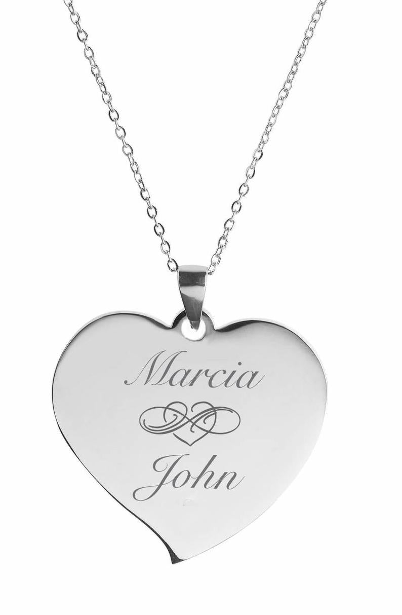 PANTHERLOX Collier Coeur Prénom Personnalisé en Argent