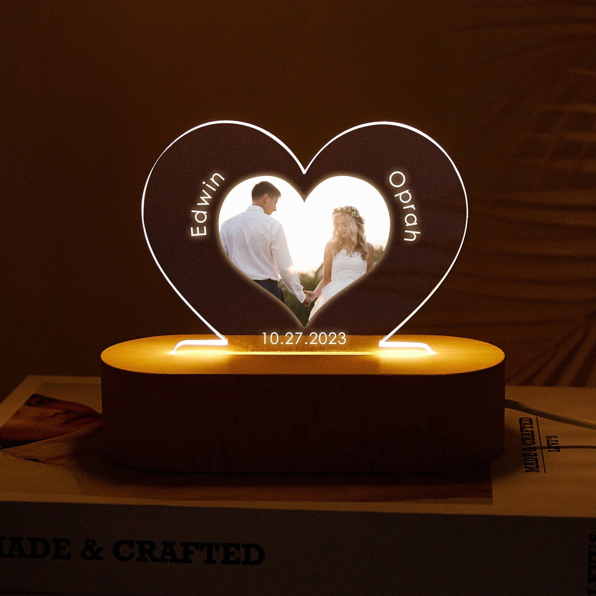 Lampe Personnalisée Cœur Love 2 - LampePhoto
